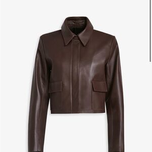 Barely Worn Nour Hammour Dark Brown Leather Jacket for Women